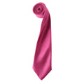Hot Pink - Front - Premier Mens Plain Satin Tie (Narrow Blade)