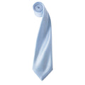 Light Blue - Front - Premier Mens Plain Satin Tie (Narrow Blade)