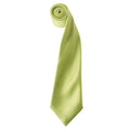 Lime - Front - Premier Mens Plain Satin Tie (Narrow Blade)