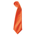 Orange - Front - Premier Mens Plain Satin Tie (Narrow Blade)