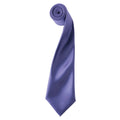 Purple - Front - Premier Mens Plain Satin Tie (Narrow Blade)