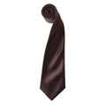 Brown - Front - Premier Mens Plain Satin Tie (Narrow Blade)