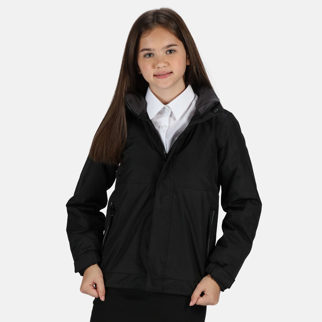 Black-Ash - Back - Regatta Kids Unisex Thermoguard Fleece Lined Dover Jacket (Windproof & Waterproof)