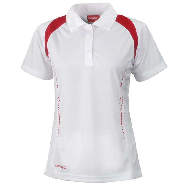 White-Red - Front - Spiro Womens-Ladies Sports Team Spirit Performance Polo Shirt