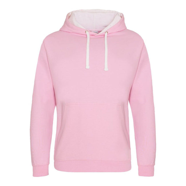 Baby Pink-Arctic White - Back - Awdis Varsity Hooded Sweatshirt - Hoodie