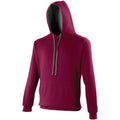 Burgundy-Charcoal - Front - Awdis Varsity Hooded Sweatshirt - Hoodie