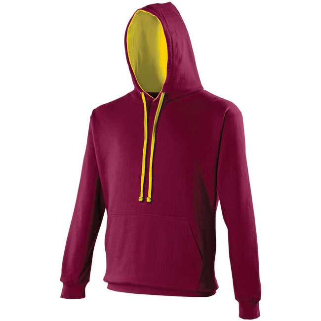 Burgundy- Gold - Front - Awdis Varsity Hooded Sweatshirt - Hoodie