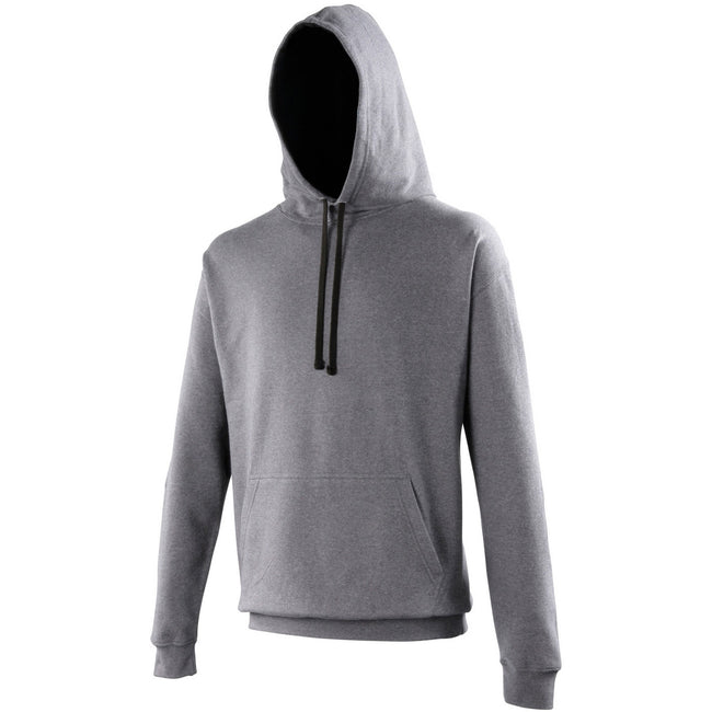 Charcoal-Jet Black - Front - Awdis Varsity Hooded Sweatshirt - Hoodie