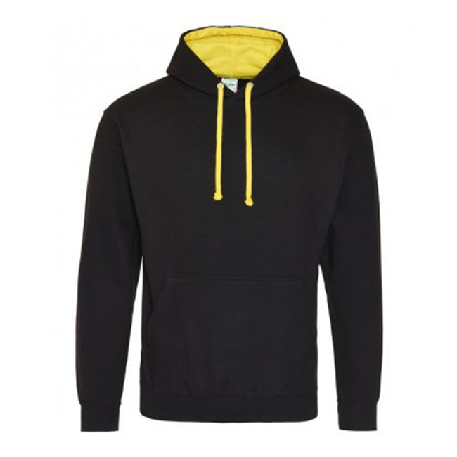 Jet Black- Sun Yellow - Front - Awdis Varsity Hooded Sweatshirt - Hoodie
