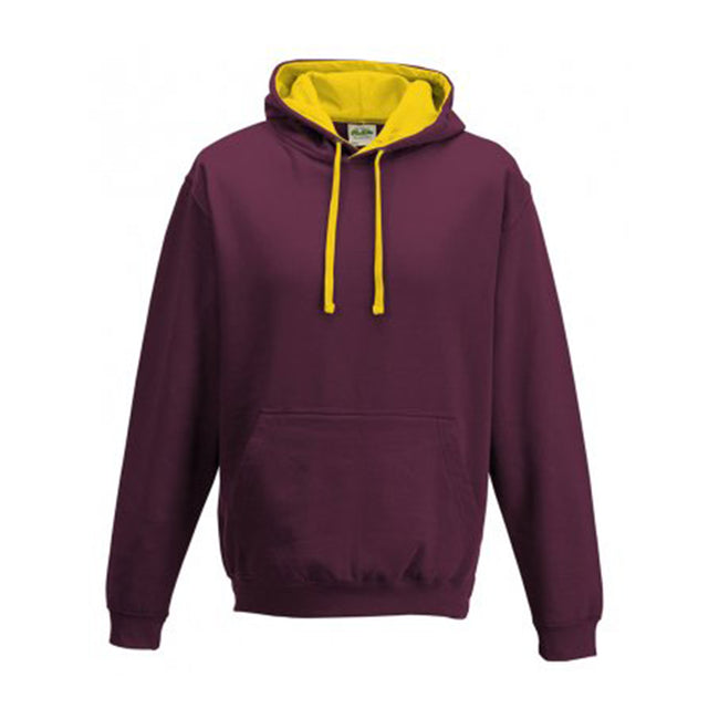 Burgundy-Gold - Front - Awdis Varsity Hooded Sweatshirt - Hoodie