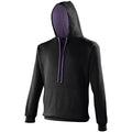 Jet Black- Purple - Back - Awdis Varsity Hooded Sweatshirt - Hoodie