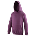 Plum - Front - Awdis Kids Unisex Hooded Sweatshirt - Hoodie - Schoolwear