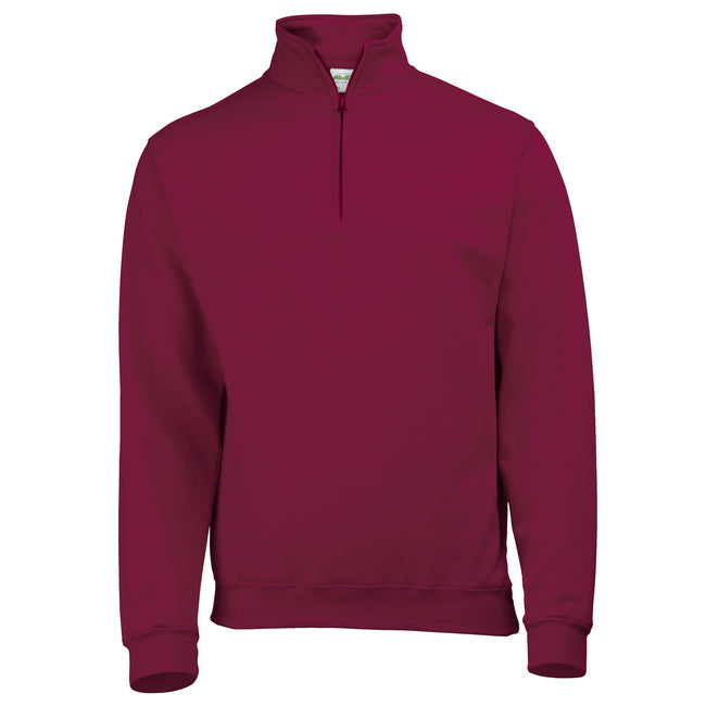 Burgundy - Front - Awdis Mens Plain Sophomore ¼ Zip Sweatshirt