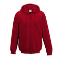 Fire Red - Front - Awdis Plain Mens Hooded Full Zip Hoodie - Zoodie
