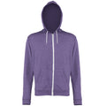 Purple Heather - Front - Awdis Mens Heather Lightweight Hooded Sweatshirt - Hoodie - Zoodie