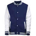Oxford Navy-White - Front - Awdis Kids Unisex Varsity Jacket - Schoolwear