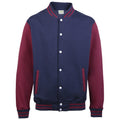 Oxford Navy - Burgundy - Front - Awdis Kids Unisex Varsity Jacket - Schoolwear