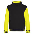 Jet Black - Heather Grey - Front - Awdis Kids Unisex Varsity Jacket - Schoolwear