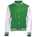 Kelly Green-White - Front - Awdis Kids Unisex Varsity Jacket - Schoolwear