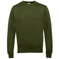 Olive Green - Front - AWDis Just Hoods AWDis Unisex Crew Neck Plain Sweatshirt (280 GSM)