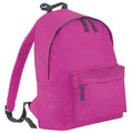 Fuchsia- Graphite Grey - Front - Beechfield Childrens Junior Fashion Backpack Bags - Rucksack - School