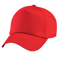 Bright Red - Front - Beechfield Plain Unisex Junior Original 5 Panel Baseball Cap