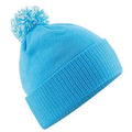 Surf Blue-Off White - Front - Beechfield Girls Snowstar Duo Extreme Winter Hat
