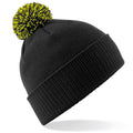 Black-Lime Green - Front - Beechfield Girls Snowstar Duo Extreme Winter Hat