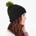 Black-Lime Green - Back - Beechfield Girls Snowstar Duo Extreme Winter Hat