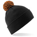 Black-Orange - Front - Beechfield Girls Snowstar Duo Extreme Winter Hat