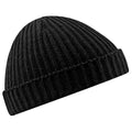 Black - Back - Beechfield Unisex Retro Trawler Winter Beanie Hat