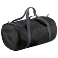 Black - Front - BagBase Packaway Barrel Bag - Duffle Water Resistant Travel Bag (32 Litres)