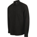 Black - Side - Henbury Mens Wicking Long Sleeve Work Shirt