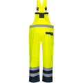 Yellow- Navy - Back - Portwest Unisex Contrast Hi Vis Bib And Brace Coveralls - Unlined (S488) - Workwear