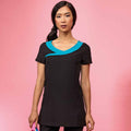 Black- Turquoise - Side - Premier Womens-Ladies Ivy Beauty And Spa Tunic (Contrast Neckline)
