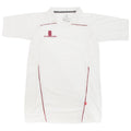 White- Maroon trim - Front - Surridge Boys Junior Century Sports Cricket Shirt