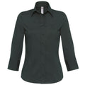 Black - Front - B&C Womens-Ladies Milano 3-4 Sleeve Corporate Poplin Shirt