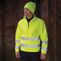 Flourescent Yellow - Side - Result Core Mens High-Visibility Winter Blouson Softshell Jacket (Water Resistant & Windproof)