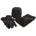 Black - Front - Result Unisex Active Fleece Anti-Pill Winter Hat, Gloves & Neckwarmer Set