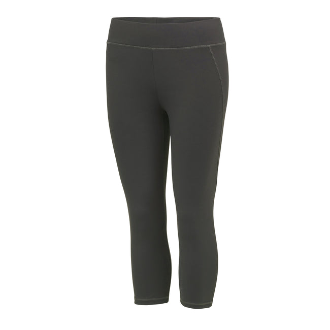 Charcoal - Front - AWDis Just Cool Womens-Ladies Girlie Capri Sports Trousers