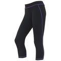 Jet Black-Purple - Front - AWDis Just Cool Womens-Ladies Girlie Capri Sports Trousers