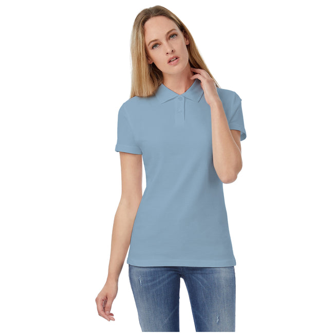 Light Blue - Back - B&C Womens-Ladies ID.001 Plain Short Sleeve Polo Shirt