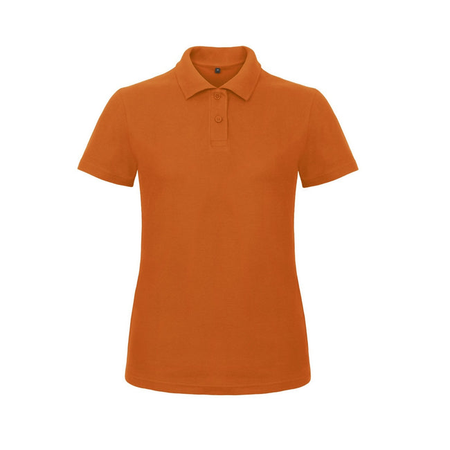 Orange - Front - B&C Womens-Ladies ID.001 Plain Short Sleeve Polo Shirt