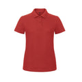 Red - Front - B&C Womens-Ladies ID.001 Plain Short Sleeve Polo Shirt