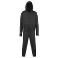 Black - Front - Comfy Co Unisex Plain Hooded All In One Onesie (280 GSM)