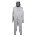 Heather Grey - Front - Comfy Co Unisex Plain Hooded All In One Onesie (280 GSM)