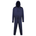 Navy - Front - Comfy Co Unisex Plain Hooded All In One Onesie (280 GSM)