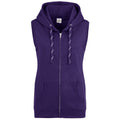 Purple - Front - AWDis Just Hoods Womens-Ladies Girlie Sleeveless Full Zip Hoodie