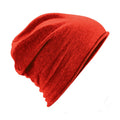 Red - Front - Beechfield Unisex Plain Jersey Beanie Hat