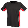 Black- Red- White - Front - Finden & Hales Childrens-Kids Short Sleeve Performance Panel Sports T-shirt